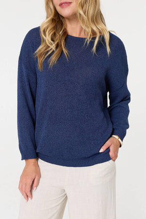 Navy | Relaxed Long Sleeve Drop Shoulder Jumper
