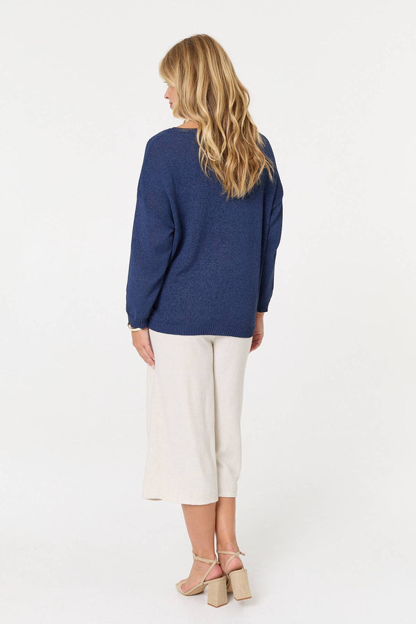 Navy | Relaxed Long Sleeve Drop Shoulder Jumper
