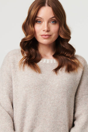 Grey | Contrast Trim Balloon Sleeve Jumper

