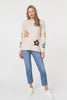 Beige | Floral Textured Knit Long Sleeve Jumper