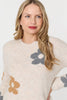 Beige | Floral Textured Knit Long Sleeve Jumper
