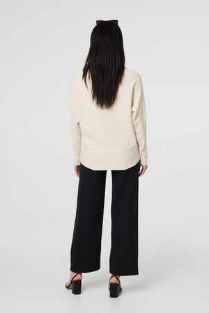 Beige | Floral Relaxed Batwing Sleeve Jumper
