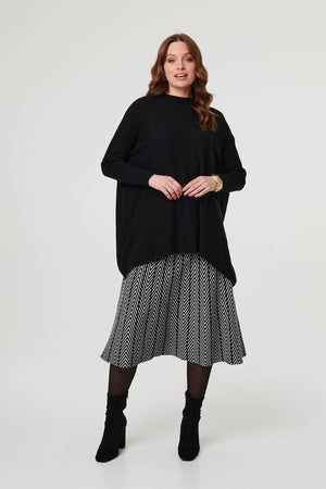 Black | High Neck Batwing Sleeve Relaxed Jumper
