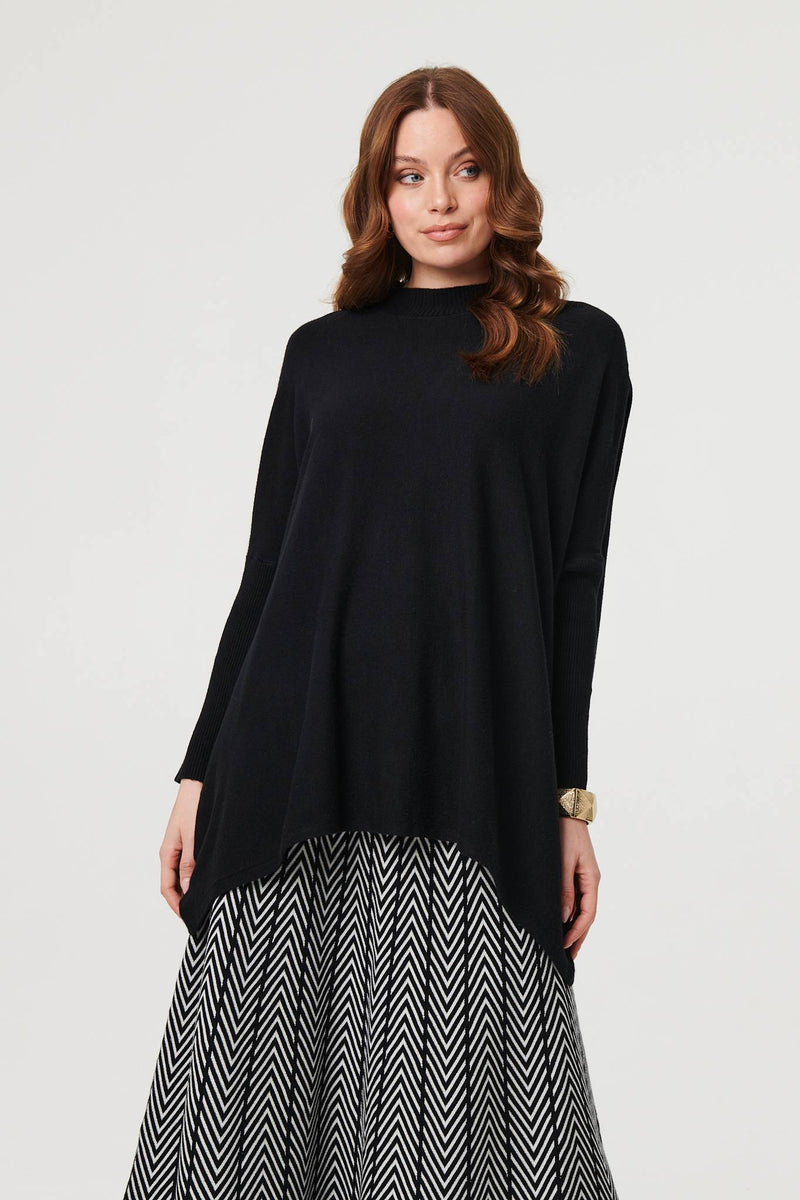 High Neck Batwing Sleeve Relaxed Jumper
