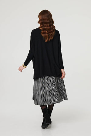 Black | High Neck Batwing Sleeve Relaxed Jumper
