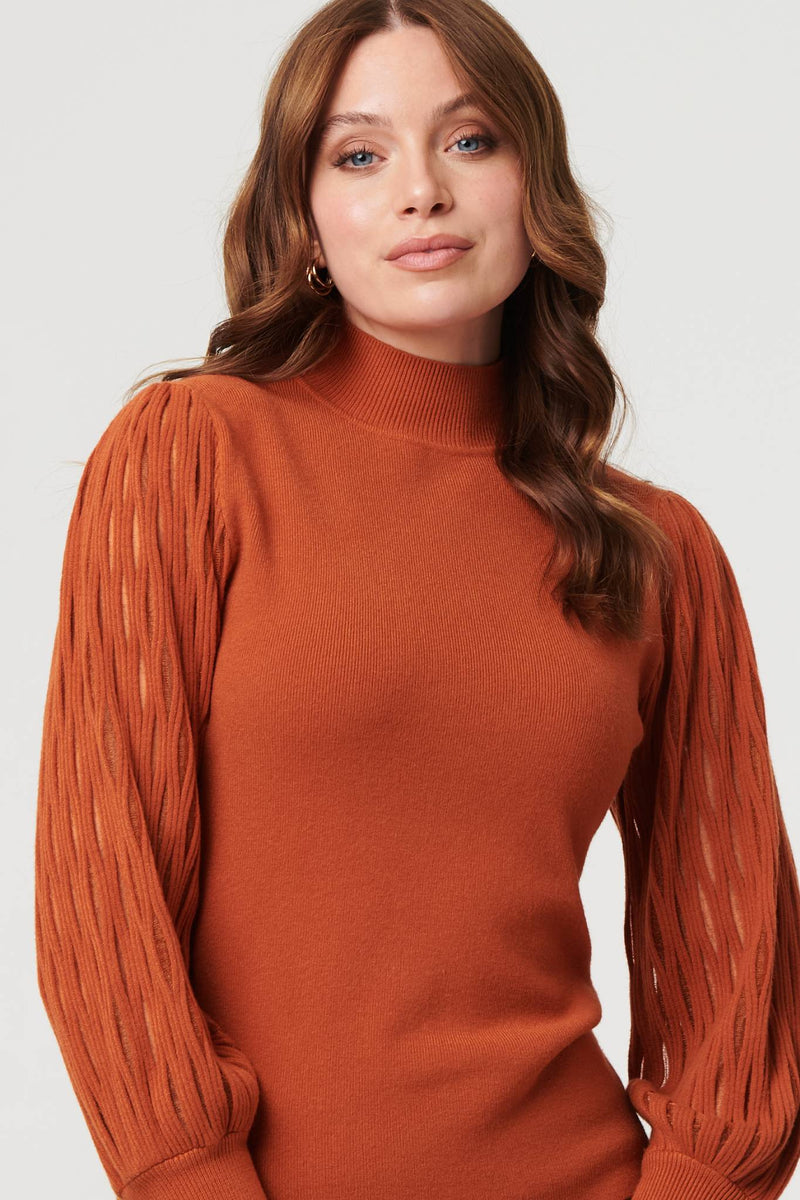 High Neck Textured Long Sleeve Jumper