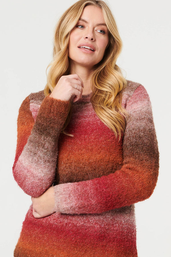 Red | Striped Textured Slim Fit Jumper
