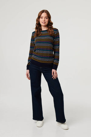 Purple | Geo Print Long Sleeve Slim Jumper
