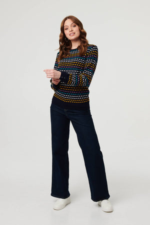 Purple | Geo Print Long Sleeve Slim Jumper

