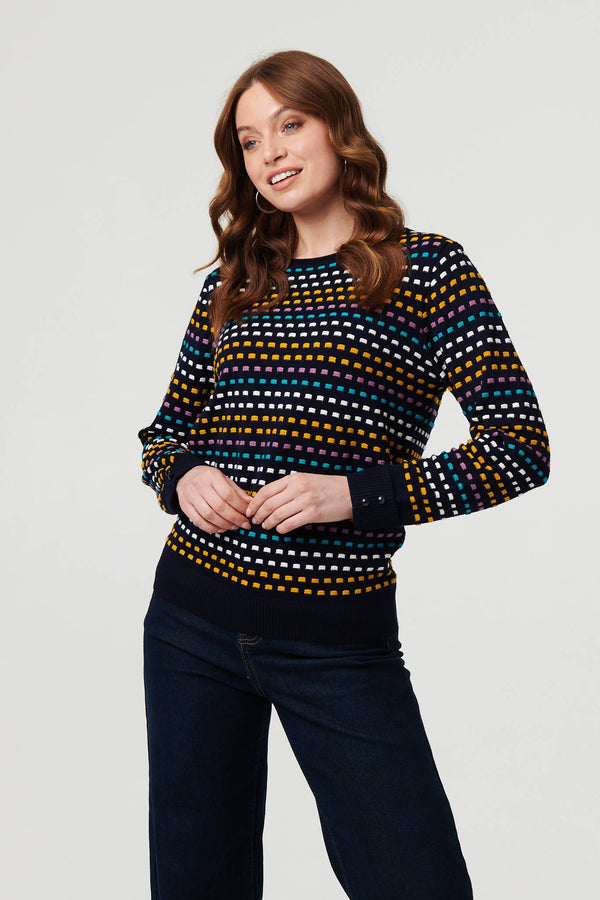 Purple | Geo Print Long Sleeve Slim Jumper
