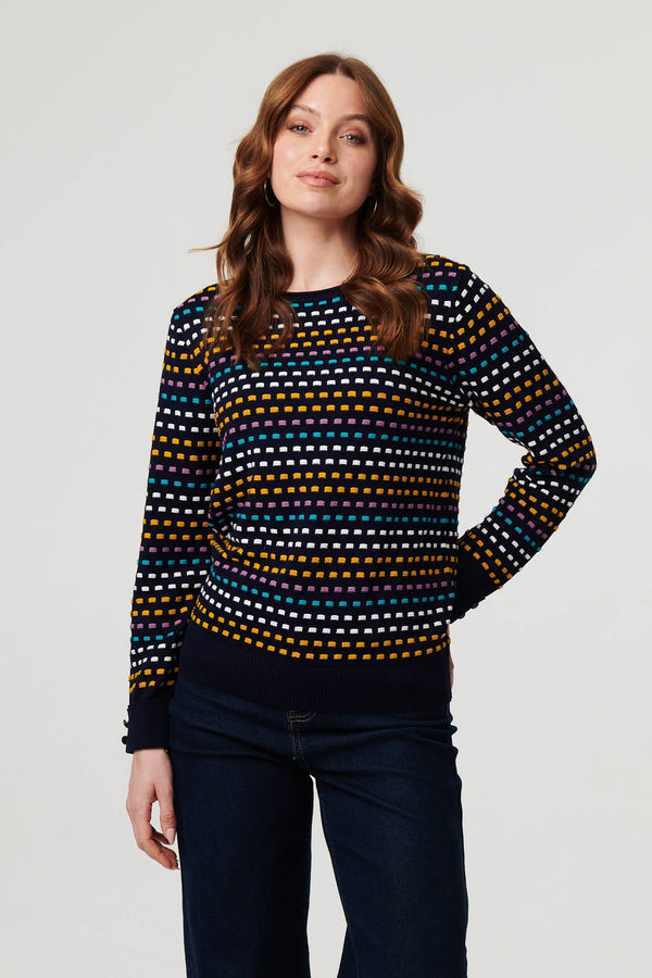 Purple | Geo Print Long Sleeve Slim Jumper
