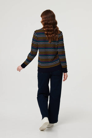 Purple | Geo Print Long Sleeve Slim Jumper
