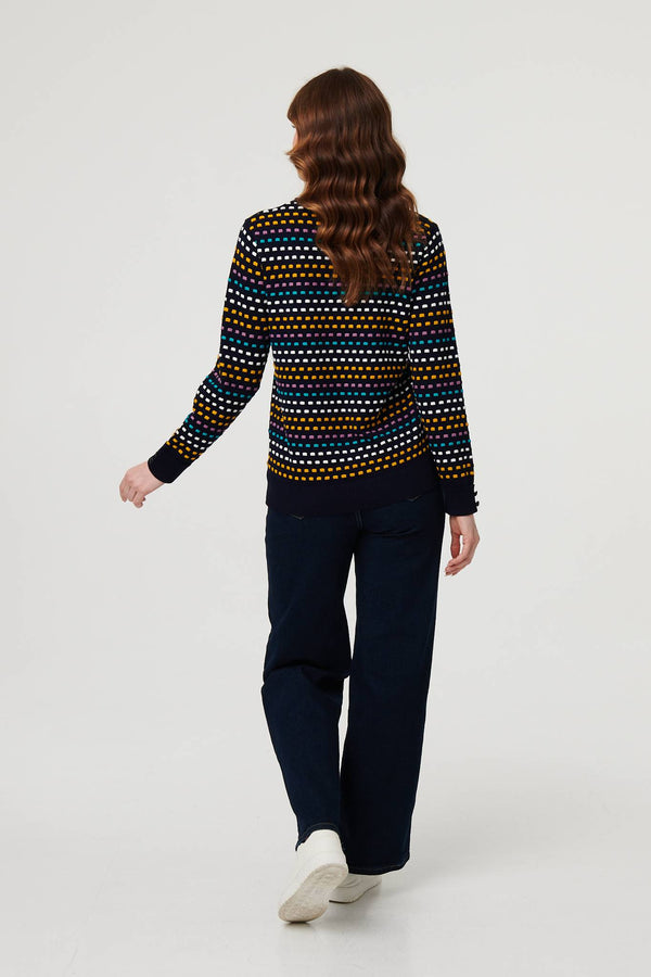 Purple | Geo Print Long Sleeve Slim Jumper
