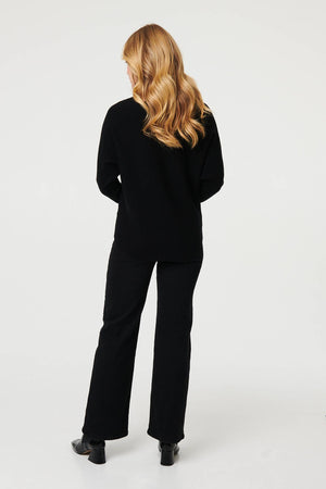 Black | Sparkly Heart Print Long Sleeve Jumper
