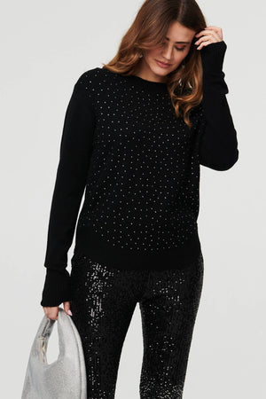 Black | Sparkle Detail Relaxed Jumper
