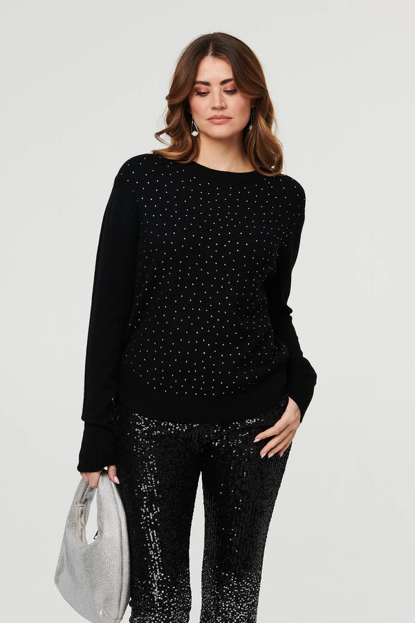 Black | Sparkle Detail Relaxed Jumper
