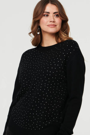 Black | Sparkle Detail Relaxed Jumper
