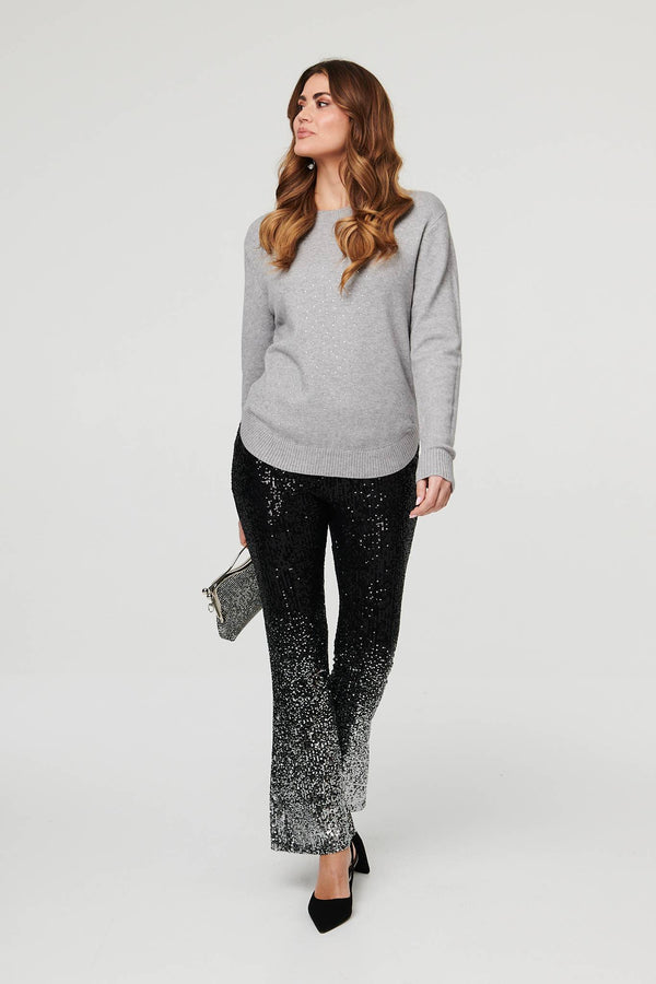 Grey | Sparkle Detail Relaxed Jumper
