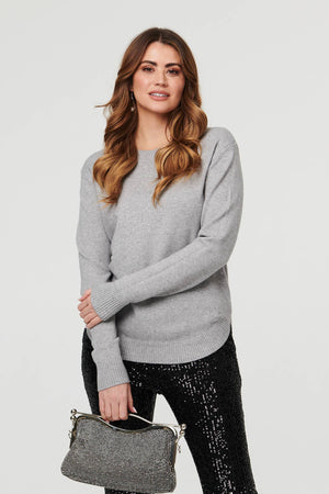 Grey | Sparkle Detail Relaxed Jumper
