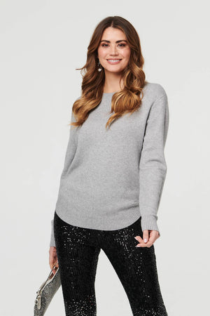 Grey | Sparkle Detail Relaxed Jumper
