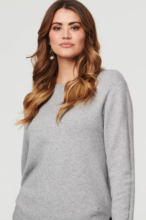 Grey | Sparkle Detail Relaxed Jumper
