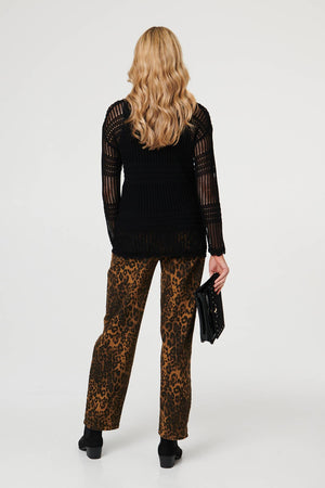 Black | Semi Sheer Mesh Layered Long Sleeve Top
