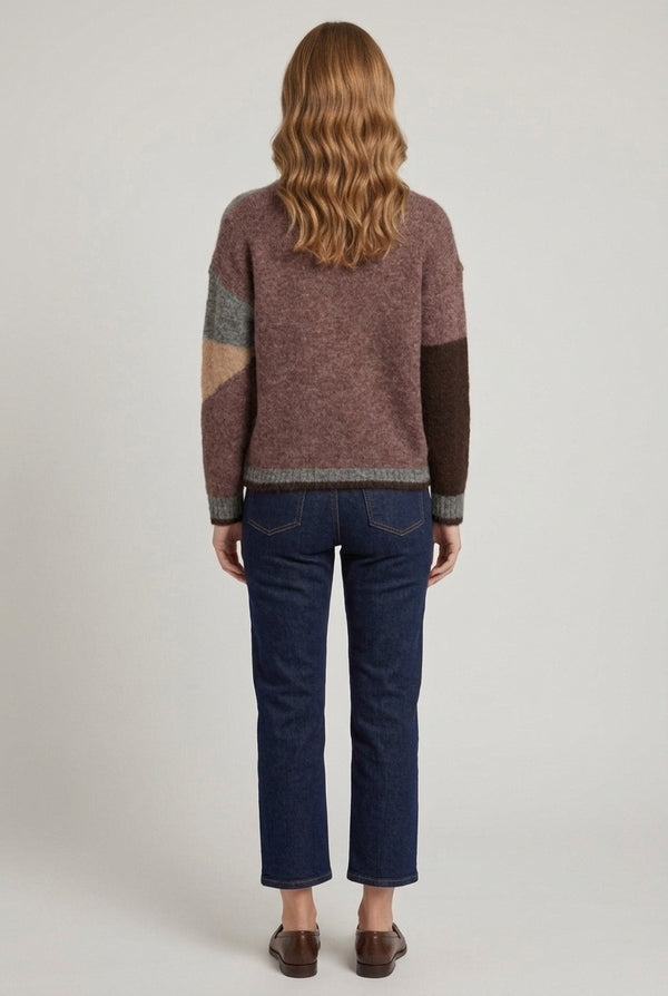 Brown | Abstract Print Relaxed Textured Jumper