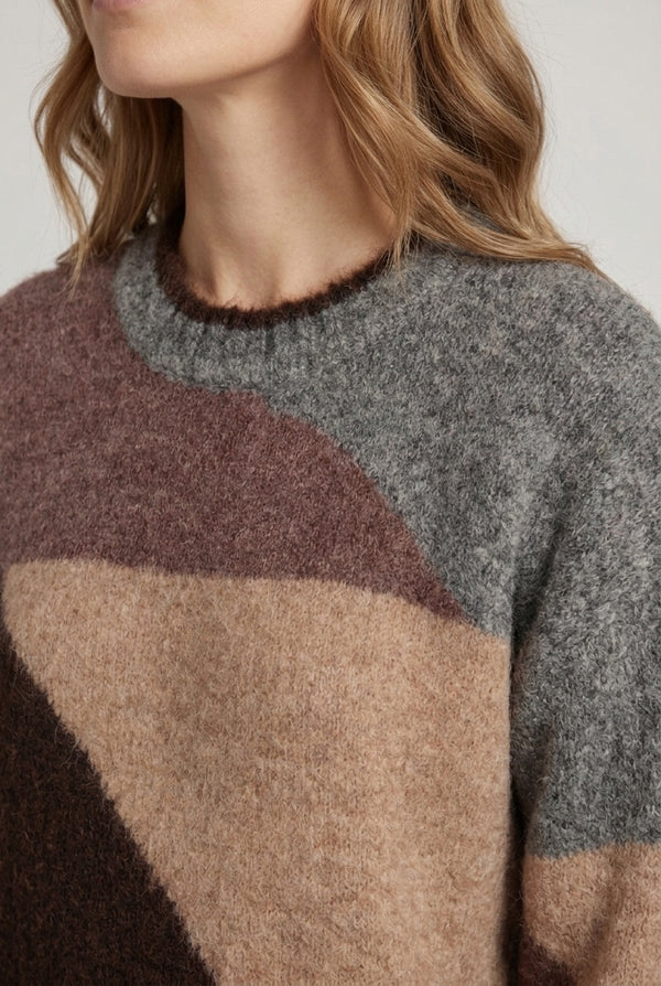 Brown | Abstract Print Relaxed Textured Jumper