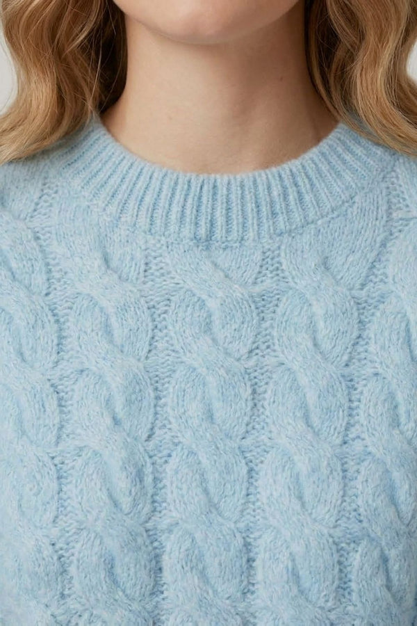 Blue | Cable Knit Drop Shoulder Relaxed Jumper