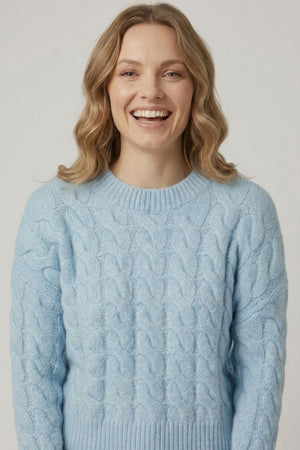 Blue | Cable Knit Drop Shoulder Relaxed Jumper
