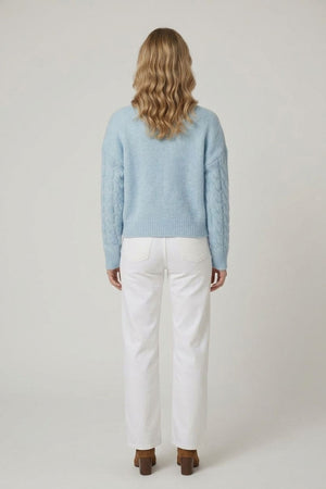 Blue | Cable Knit Drop Shoulder Relaxed Jumper