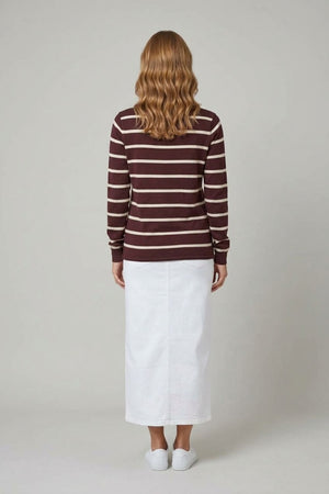 Brown | Striped Long Sleeve Knit Top