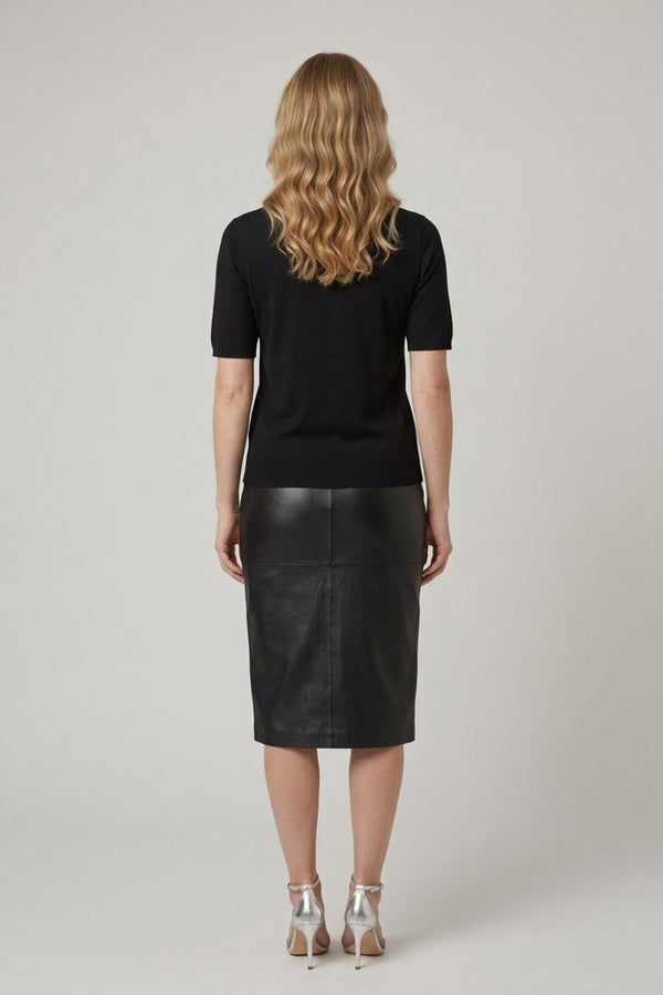 Black | Abstract Diamante Knit Short Sleeve Top