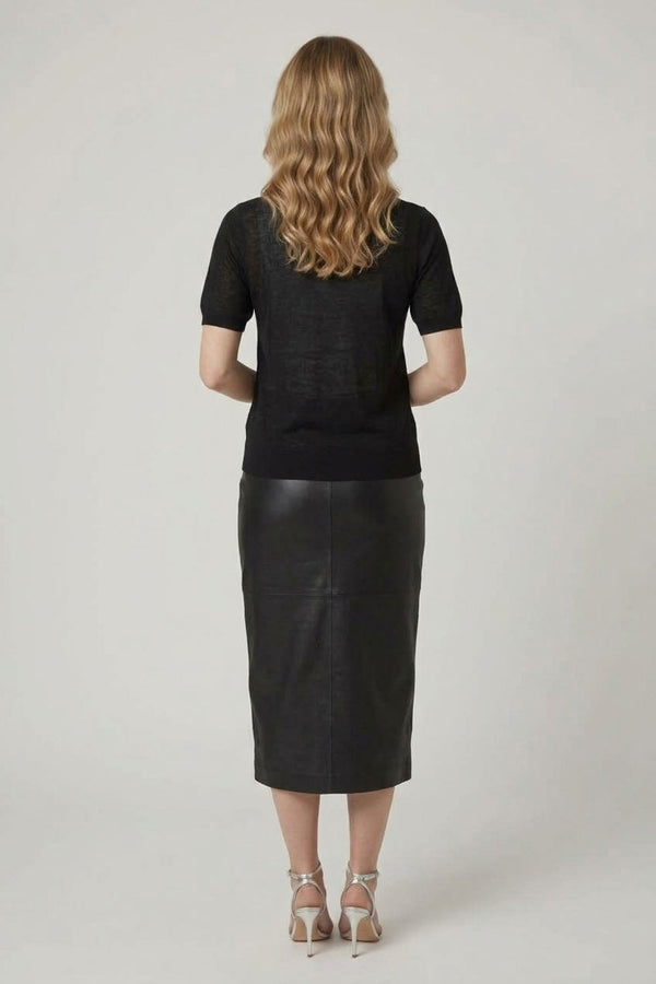 Black | Abstract Diamante Cap Sleeve Knit Top