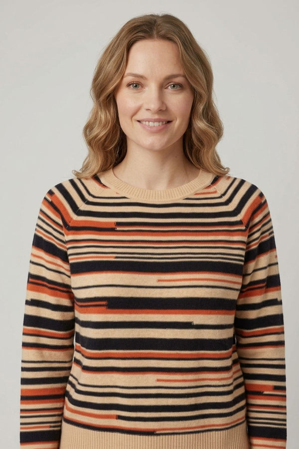 Beige | Striped Print Slim Fit Jumper