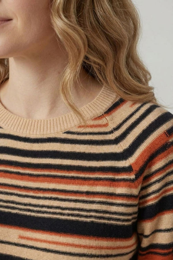 Beige | Striped Print Slim Fit Jumper