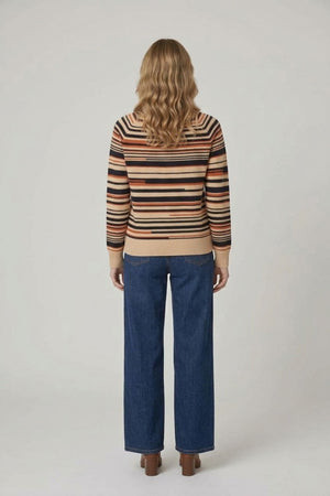 Beige | Striped Print Slim Fit Jumper
