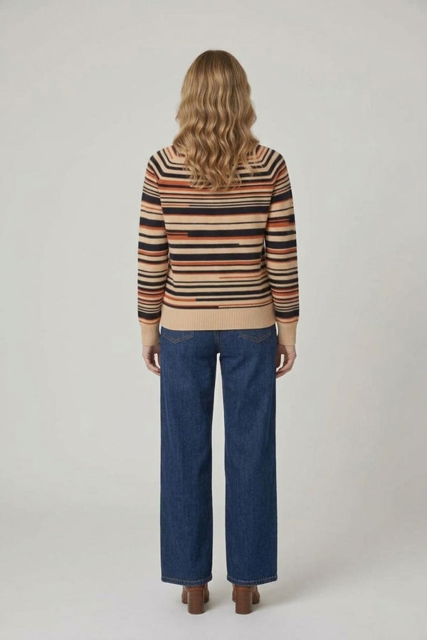 Beige | Striped Print Slim Fit Jumper