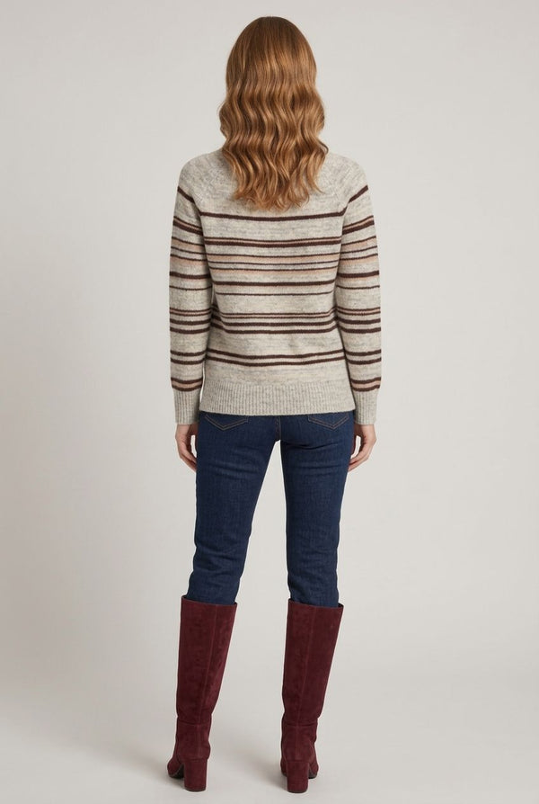 Grey | Striped Relaxed Split Hem Jumper