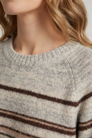 Grey | Striped Relaxed Split Hem Jumper