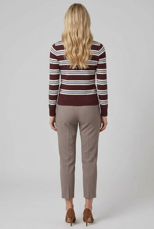 Brown | Striped Slim Fit Round Neck Jumper