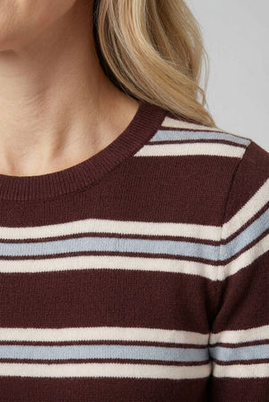 Brown | Striped Slim Fit Round Neck Jumper
