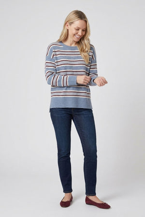 Blue | Stripe Print Drop Shoulder Jumper