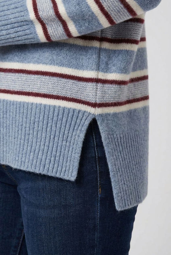 Blue | Stripe Print Drop Shoulder Jumper