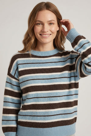 Blue | Striped Drop Shoulder Relaxed Fit Jumper