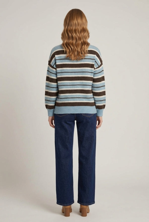Blue | Striped Drop Shoulder Relaxed Fit Jumper