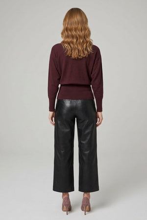 Brown | Stretch Hem Balloon Sleeve Knit Top