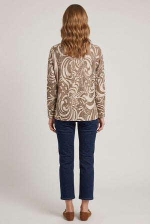 Brown | Abstract Batwing Sleeve Relaxed Jumper
