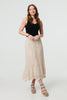 Ivory | Mesh Crochet Texture Tie Waist Midi Skirt
