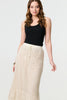 Ivory | Mesh Crochet Texture Tie Waist Midi Skirt
